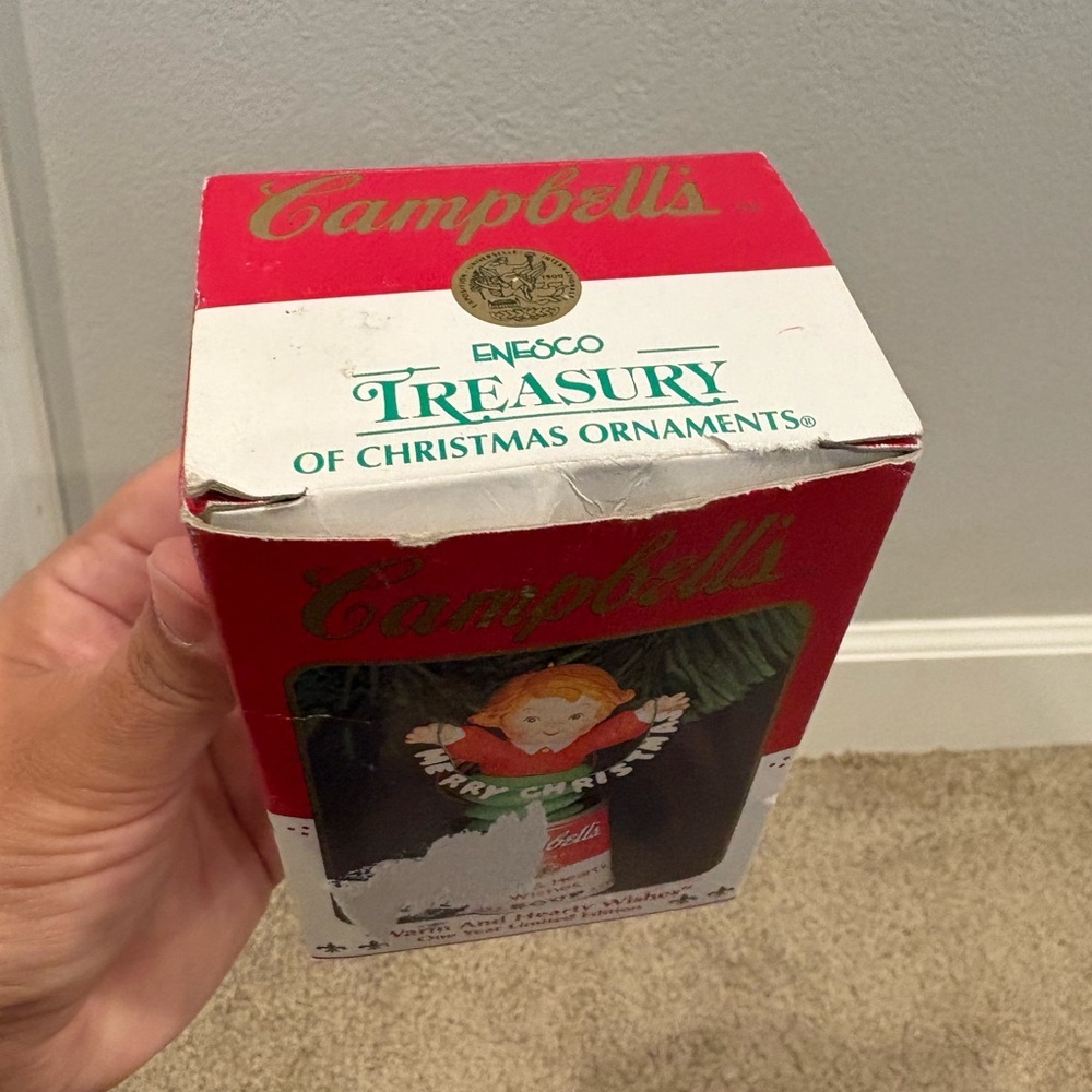 Vintage Enesco Warm and Hearty Wishes Campbell's Soup Christmas ornament ‘93 EUC - Picture 10 of 15